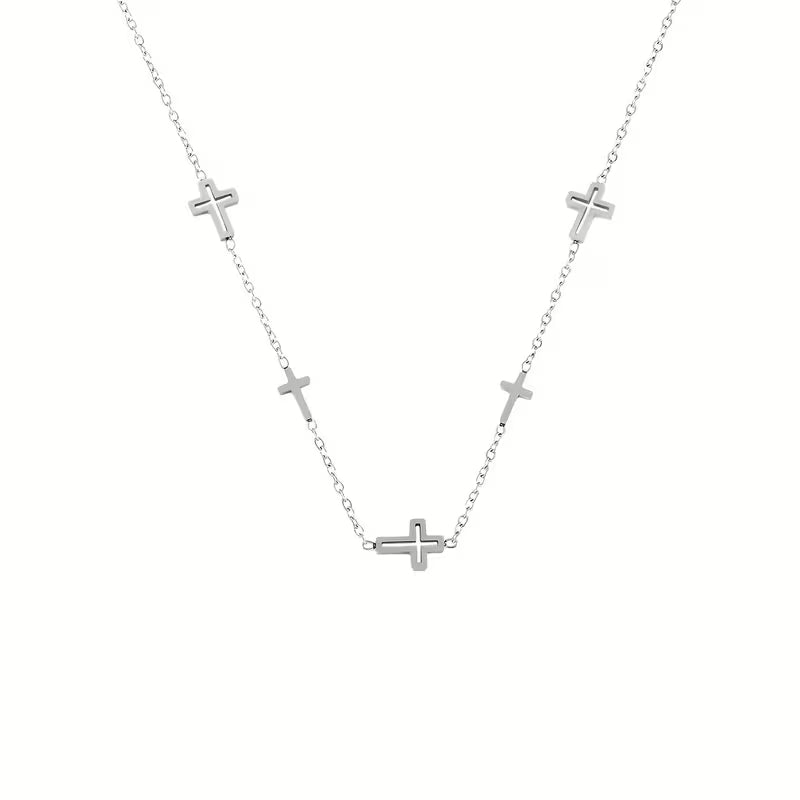 Minimalist Stainless Steel Multi-Cross Necklace