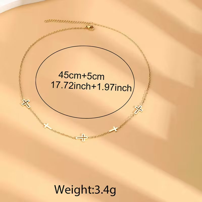 Minimalist Stainless Steel Multi-Cross Necklace
