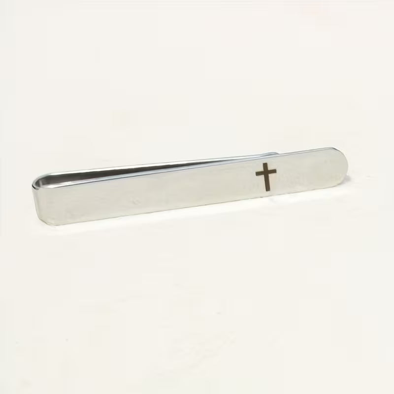Men’s Stainless Steel Cross Accent Tie Clip